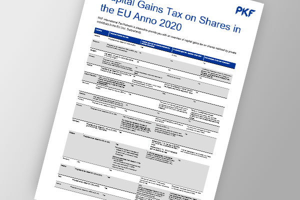 Capital Gains Tax on Shares in the EU Anno 2020